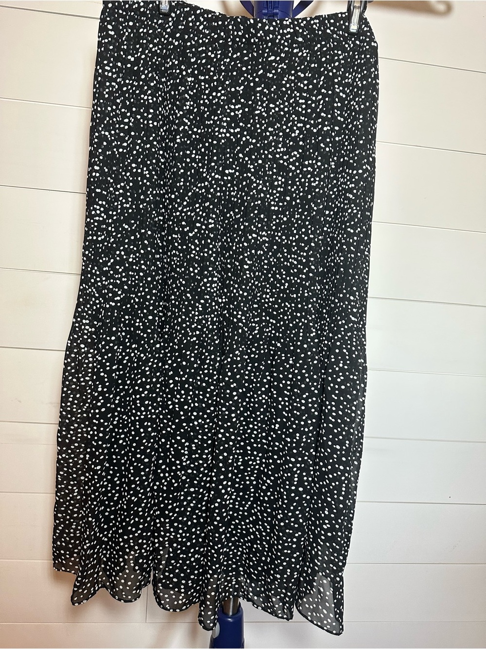 #138 Black and White Polka Dot Long Skirt